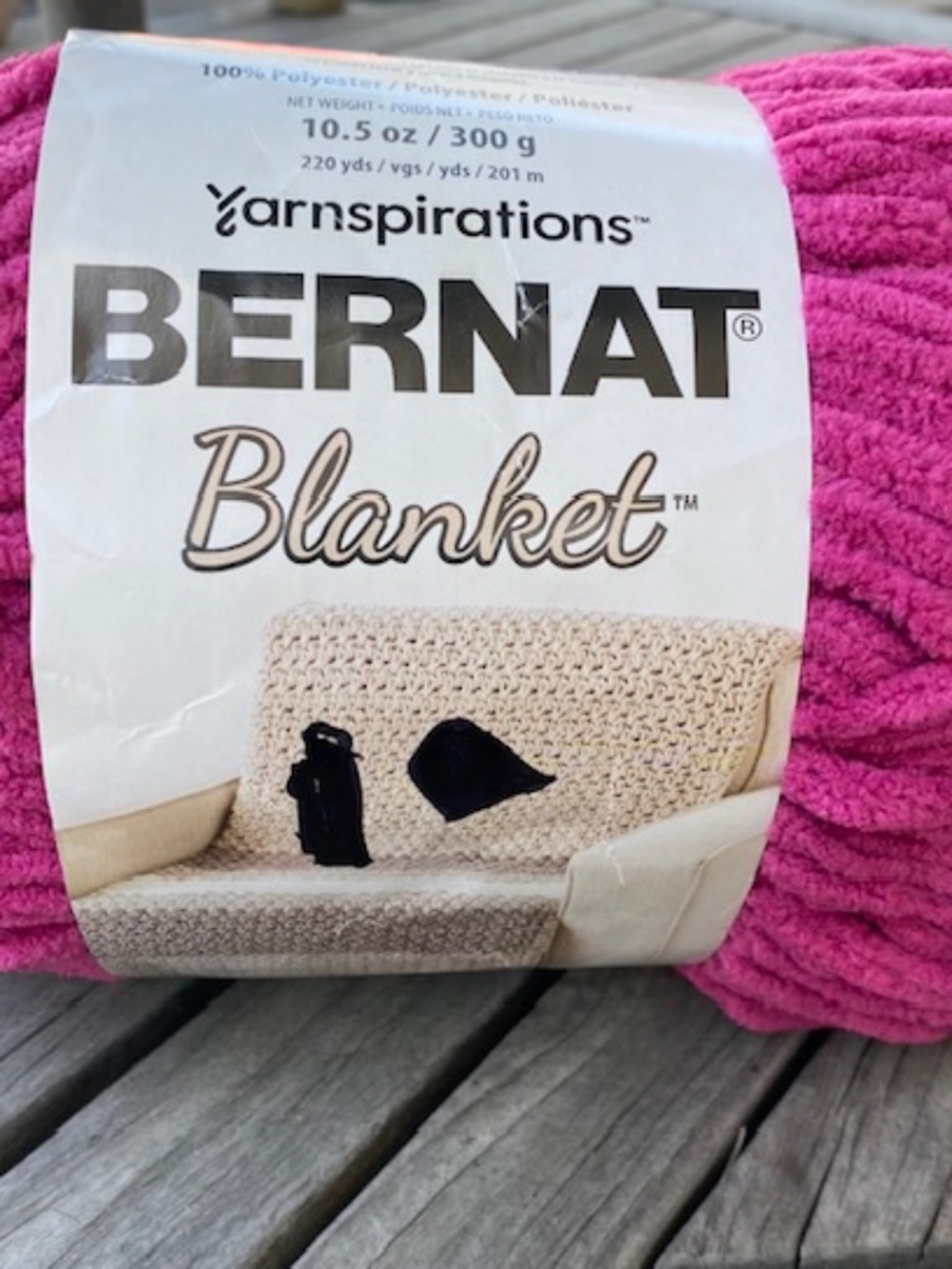 Yarnspirations Bernat Blanket Big Yarn Chunky Knit, Deep Fuchsia, 10.5 oz